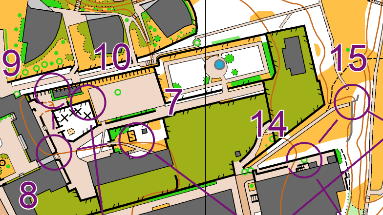 Schematyczna mapa z oznaczonymi punktami do zdobycia podczas biegu na orientację. bieganie ruch aktywność
